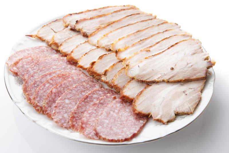 Salami and Ham Sliced in Thin Pieces Stock Image Image of salami, sausage 16803575