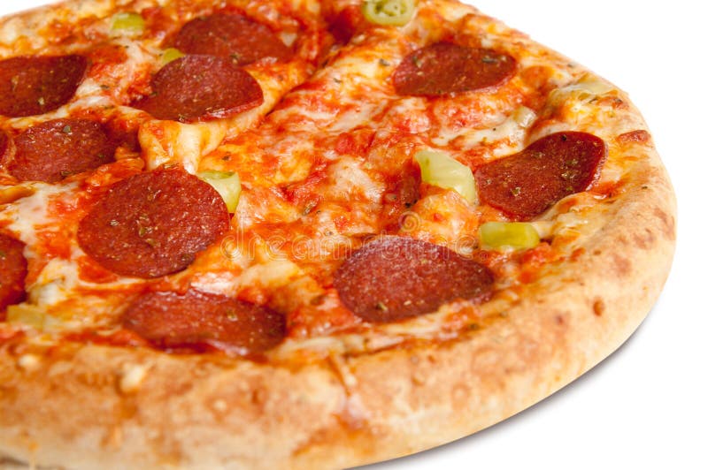 Salami and pepperoni pizza stock image. Image of eating - 17264145