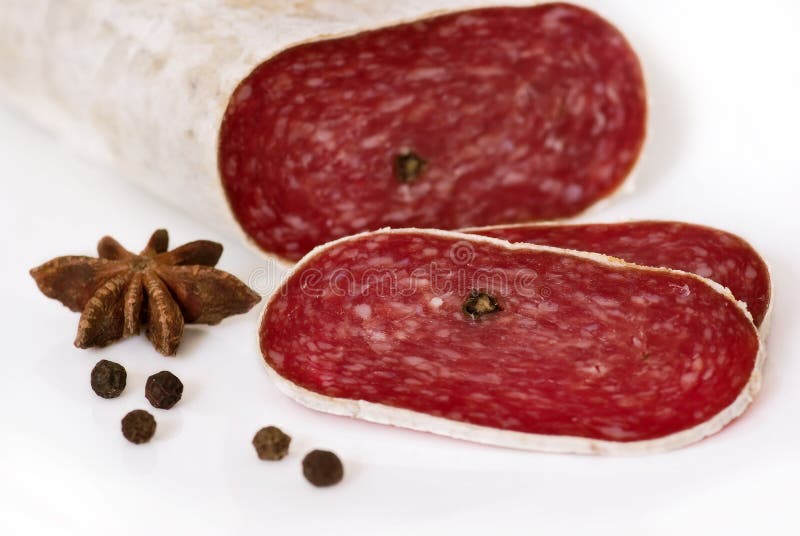 Salami picante imagen de archivo. Imagen de bocado, travieso 7528631