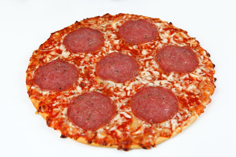 Salami pizza stock photo. Image of sauce, food, background 74146106