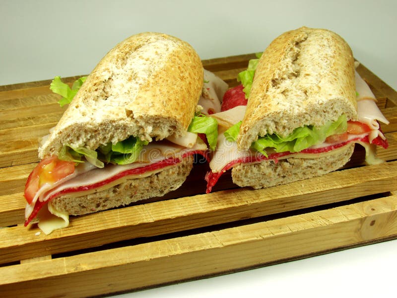 Salami sandwich stock image. Image of pepper, olive, grinder 1284361