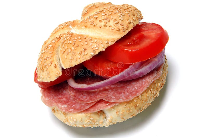 Salami sandwich royalty free stock image