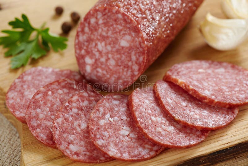 Salami sausage stock photo. Image of cooking, gourmet 15897926