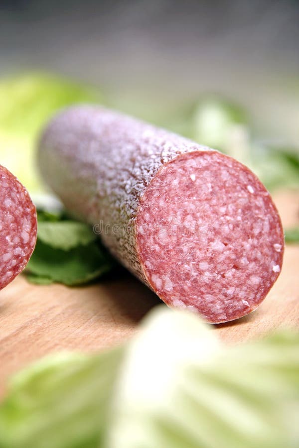Salami sausage stock image. Image of fatty, closeup, food 1993511