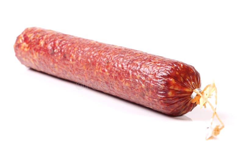 Salami sausage stock photo. Image of beef, isolated, long 21164180