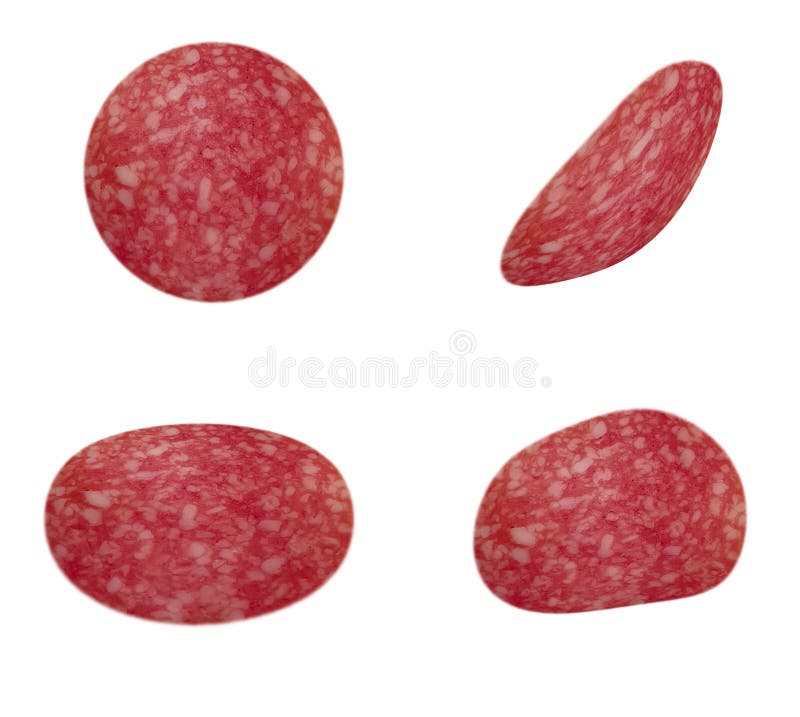 Salami Sausage is Isolated a White Background Stock Image Image of