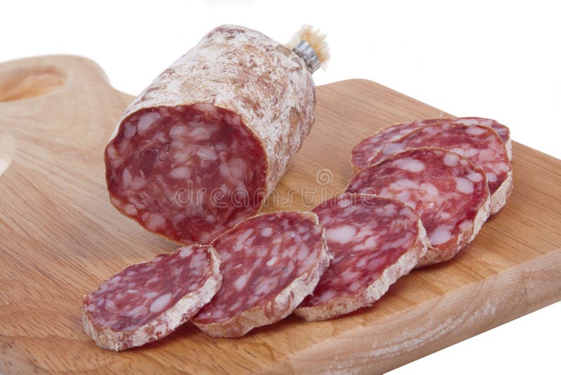 One slice of salami stock photo. Image of meat, pork 12311112