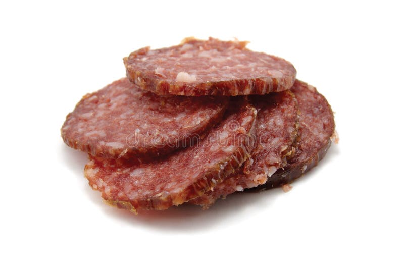 Hard Salami And Slices, Isolated Stock Image Image of dinner, salami