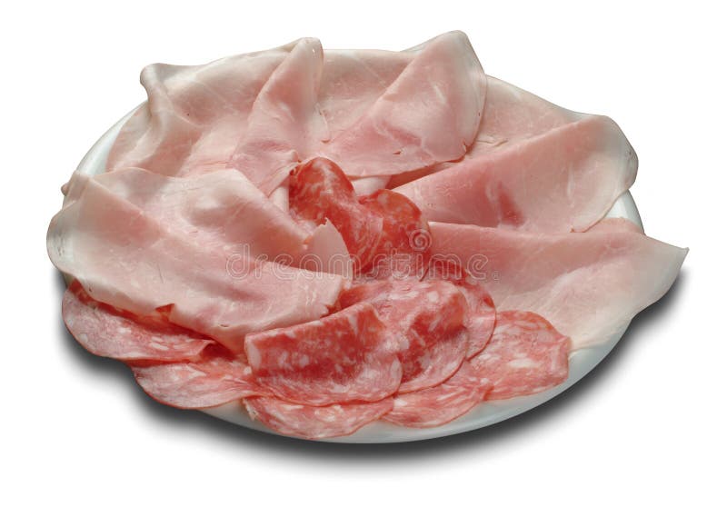 Salami y jamón imagen de archivo. Imagen de carne, rebanadas 1228091