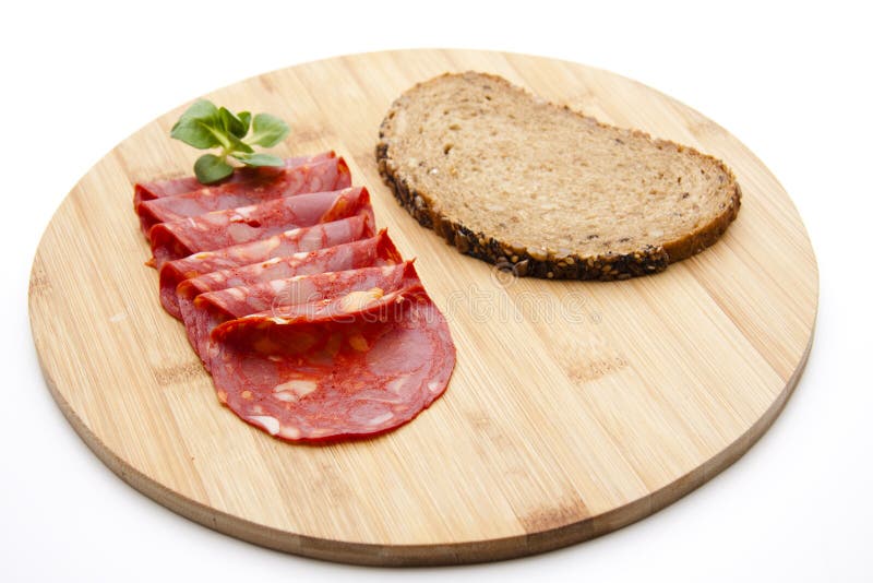 Salamis Espagnols Avec La Fleur Photo stock Image du viande, salamis