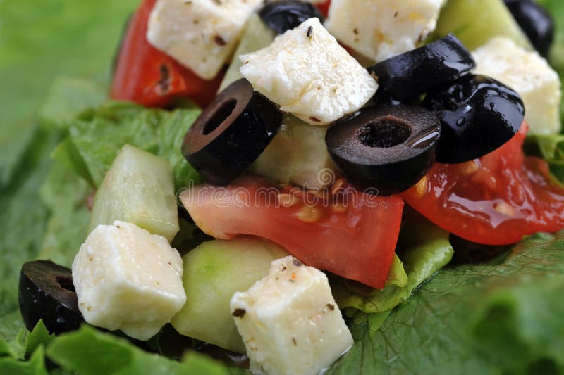 Salat with Feta Cheese and Fresh Vegetables Stock Photo Image of
