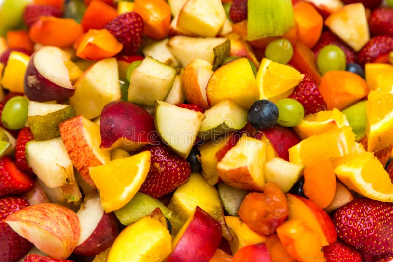 Salat Mit Frischen Früchten Und Beeren Hintergrund Schüssel Gesunder ...