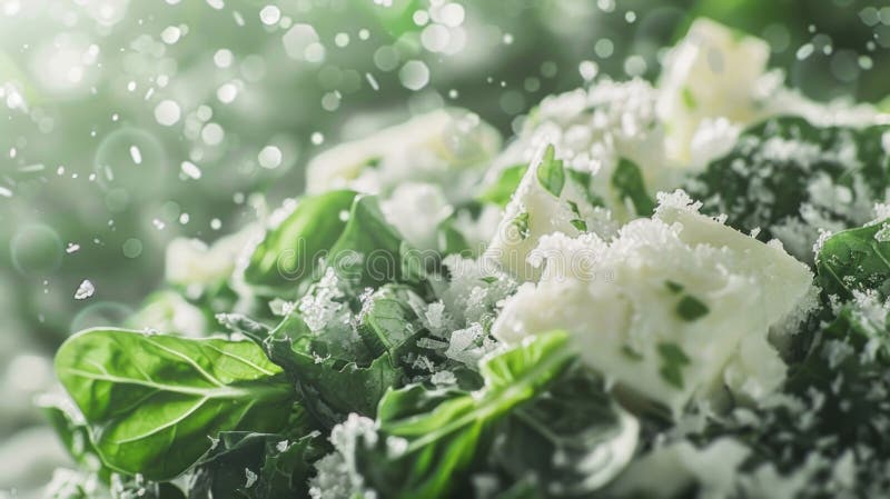 Salată Proaspătă Cu Brânză Feta Și Zăpadă Parmezan. Conceptul de alimentație sănătoasă Gourmet Food Delicious Meal stock illustration