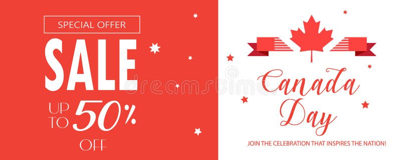 Sale Banner Canada Day Vector Template Maple Logo Sign Wallpaper Gift Card  Stock Vector - Illustration of hero, honor: 94086929