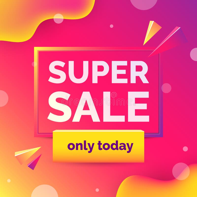 Sale banner with text space, abstract elements, waves, pink and yellow gradient color. stock illustration Sale banner with text space, abstract elements, waves, pink and yellow gradient color. stock illustration