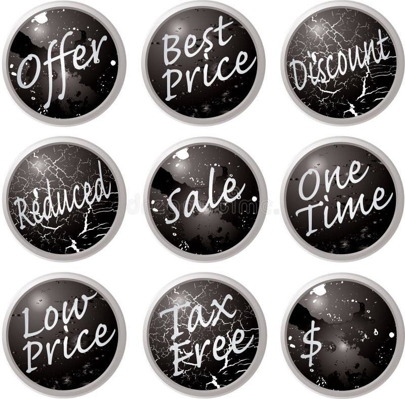 Sale buttons black royalty free illustration