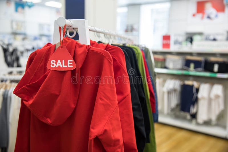 Sale in clothing shop stock photo. Image of colorful 235120750