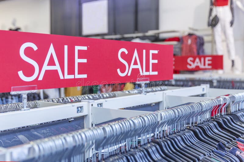 Sale at a Clothing Store. Close-up Stock Image - Image of colorful ...