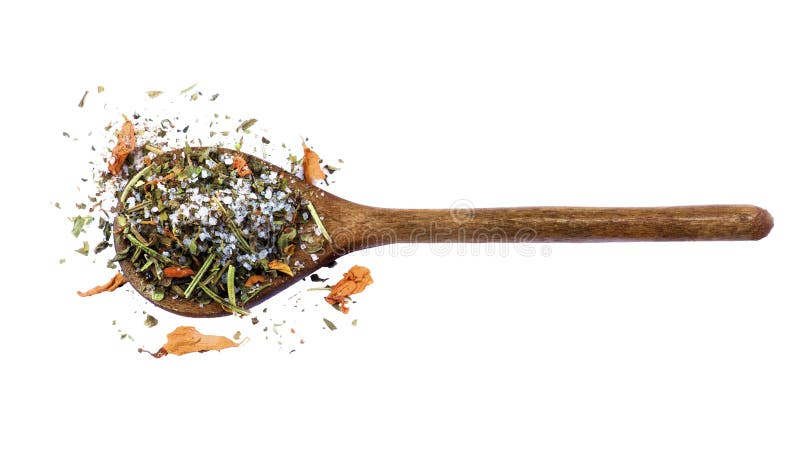 Sale con i petali e le erbe immagini stock libere da diritti Sale con i petali e le erbe immagini stock libere da diritti