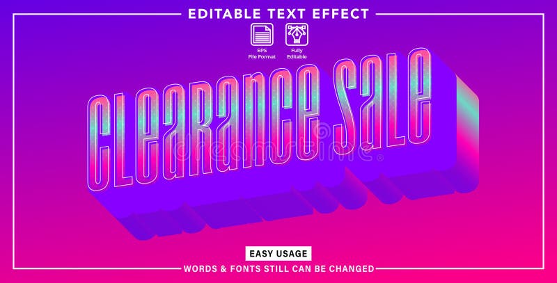 Sale editable graphic text effect royalty free illustration