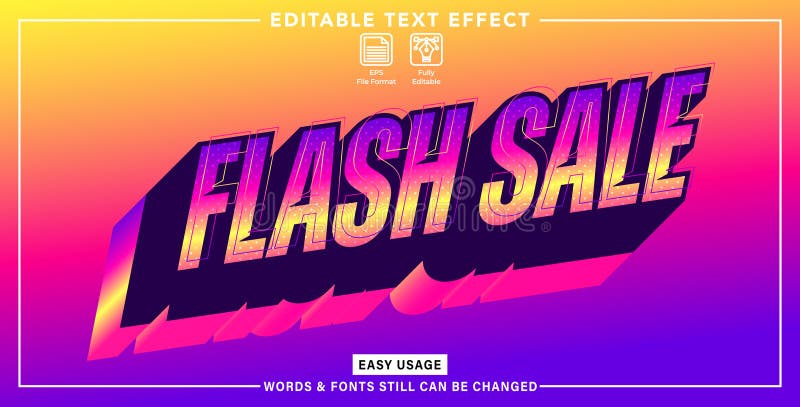 Sale editable graphic text effect stock illustration