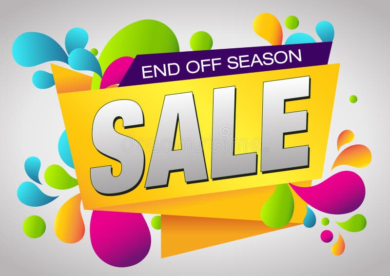 Sale End Off Season Banner. Summer Sale and Clearance Card.
