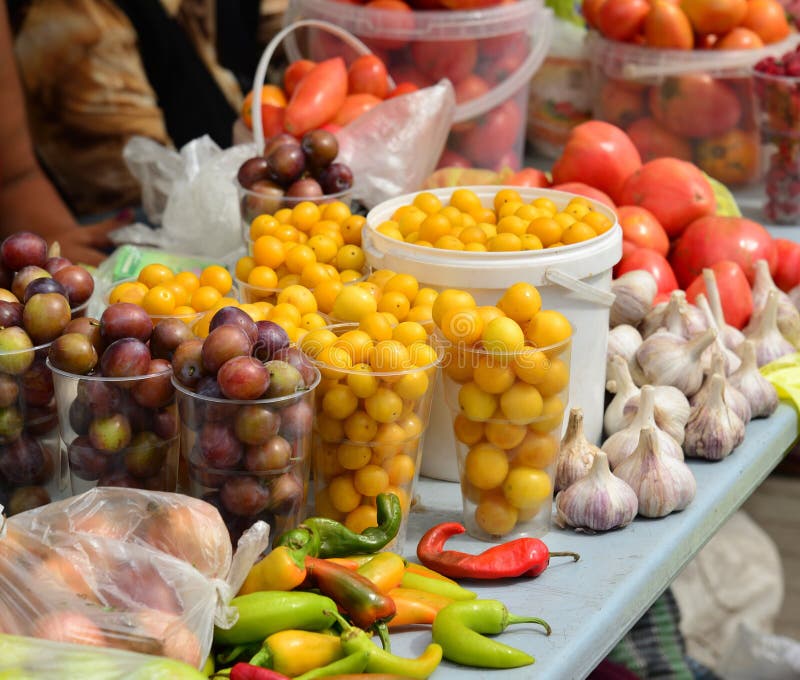 Sale of Fruits and Vegetables on Market in Russia Stock Image - Image ...