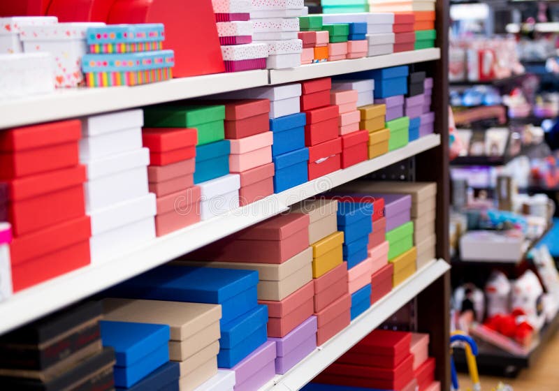 Sale of Gift Boxes in the Store Stock Photo Image of teen, store