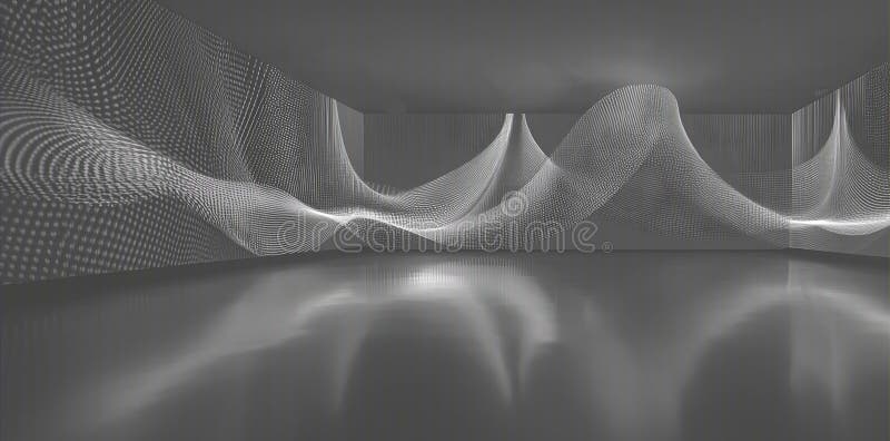 Sale grigio astratto con linee ondulate e riflessioni creando una visione futuristica dell'ambiente illustrazione vettoriale