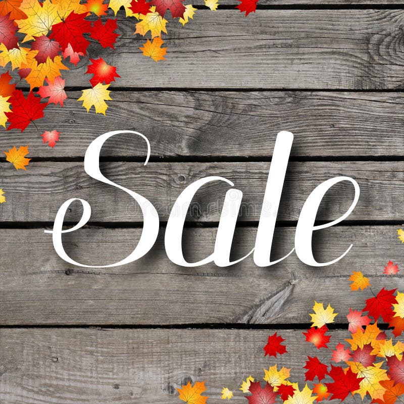 Autumn, Fall Sale Illustration Red, Orange and Yellow Leaves Stock