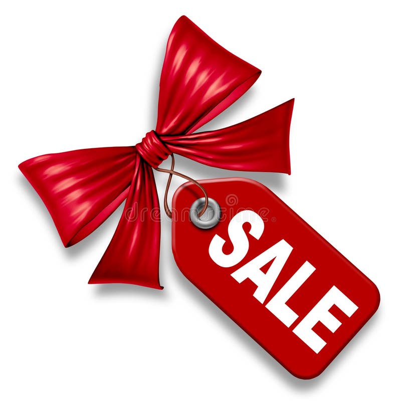 Sale Price Tag With red Ribbon Bow tie