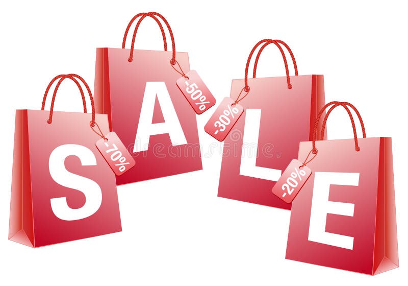Sale, red shopping bags