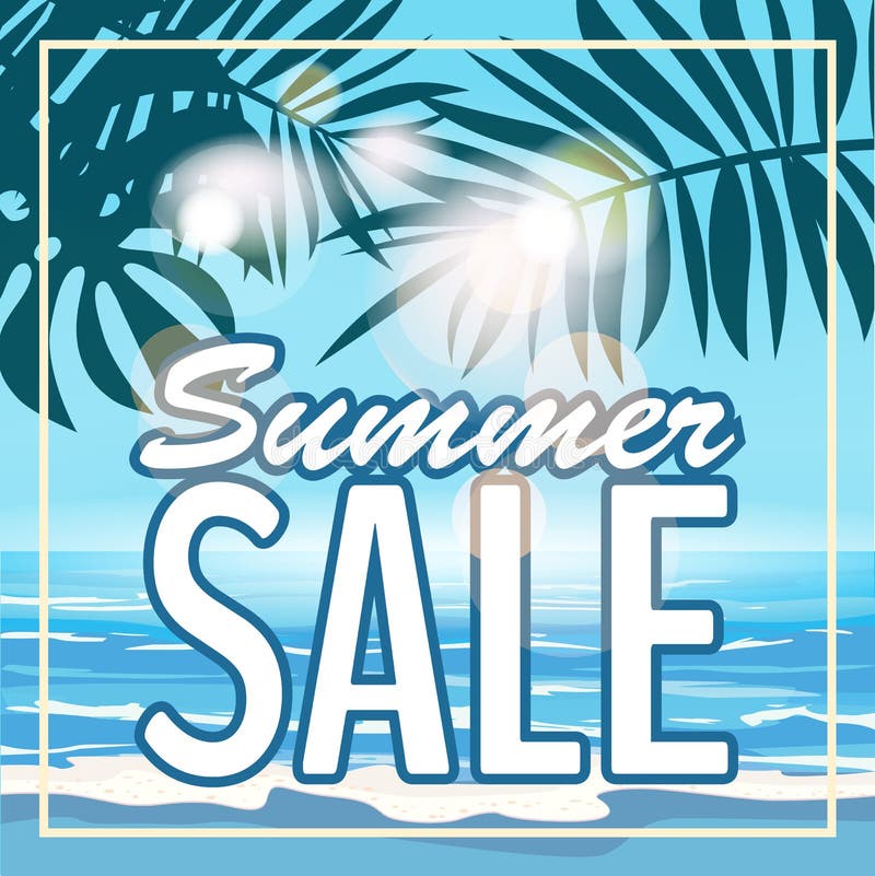 Sale sommarbaner, affisch med tropiska sidor, djungelblad Tropisk sommarbakgrund för hav Vektorillustration EPS10 vektor illustrationer Sale sommarbaner, affisch med tropiska sidor, djungelblad Tropisk sommarbakgrund för hav Vektorillustration EPS10 vektor illustrationer