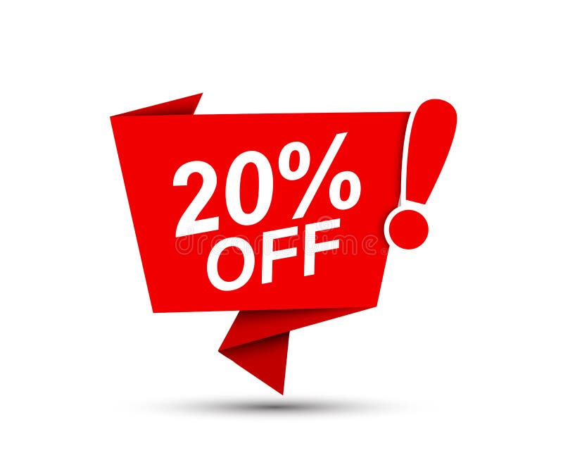 Sale of special offers. Discount with price 20. Bubble speech ad with a red label for an advertising campaign - vector royalty free illustration
