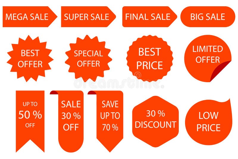 Set of Stickers, Sale Tags and Labels. Shopping Stickers and Badges for