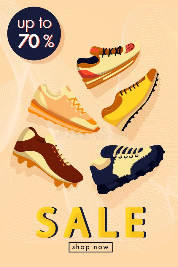 Sale Vector Banner. Sneaker Shoes. Sport Shop Footwear Collection Stock Vector - Illustration of business: