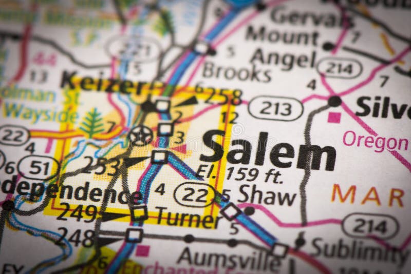 Salem, Oregon no mapa imagem de stock. Imagem de américa 97556463