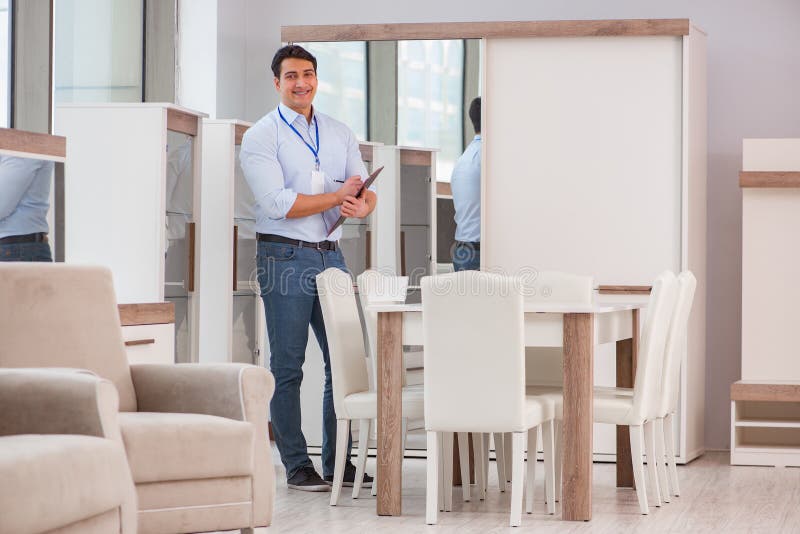 The Sales Assistant in Furniture Store Stock Image Image of credit