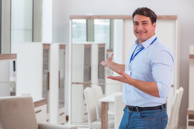 The Sales Assistant in Furniture Store Stock Image Image of