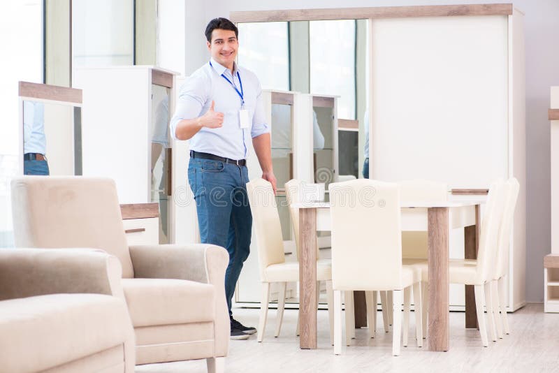 The Sales Assistant in Furniture Store Stock Image Image of