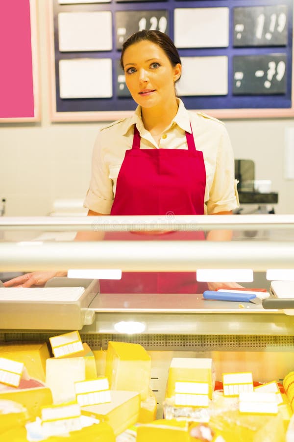 Sales Clerk at the Dairy Counter Stock Photo Image of selling, fresh