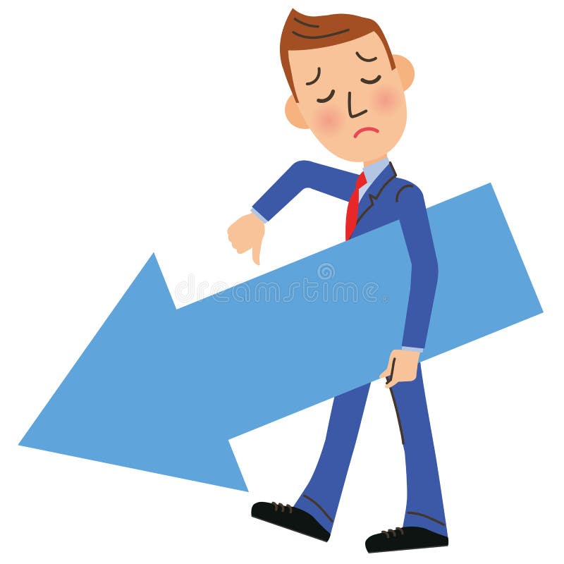 Sales down businessman stock illustration
