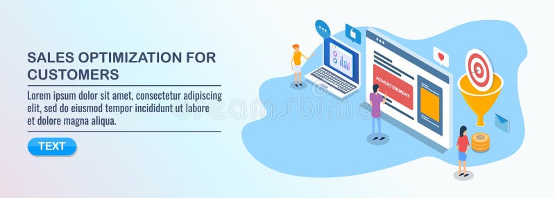 Sales funnel optimization, landing page, conversion rate analysis concept. stock illustration