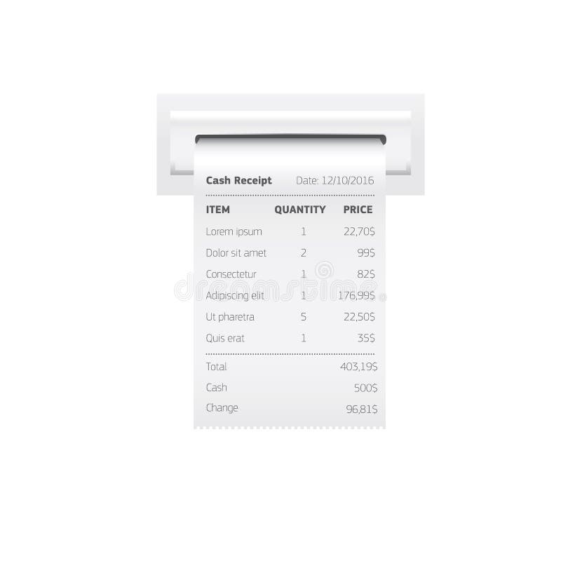 Download Sales Printed Receipt, Shopping Paper Bill Atm Vector ...