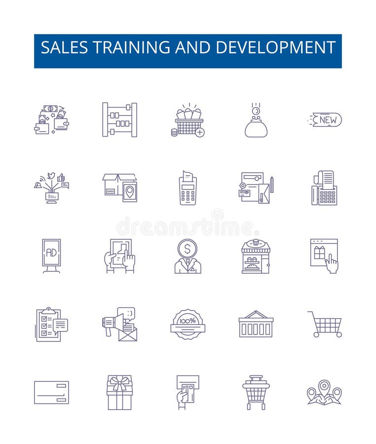 Sales Training and Development Line Icons Signs Set. Design Collection