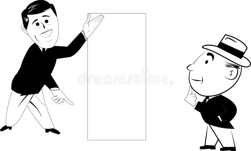 Salesman in retro style with customer