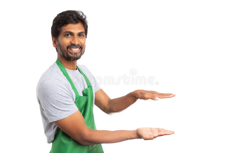 Salesperson presenting medium copyspace for advertising stock photo Salesperson presenting medium copyspace for advertising stock photo