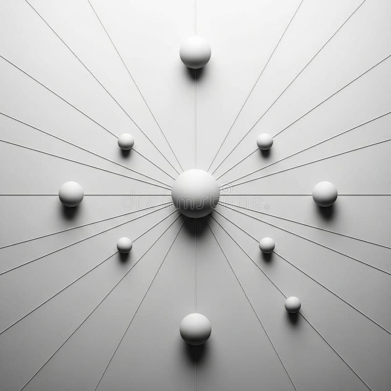 Minimalist Spheres with Radial Lines - Abstract Connection Concept royalty free illustration