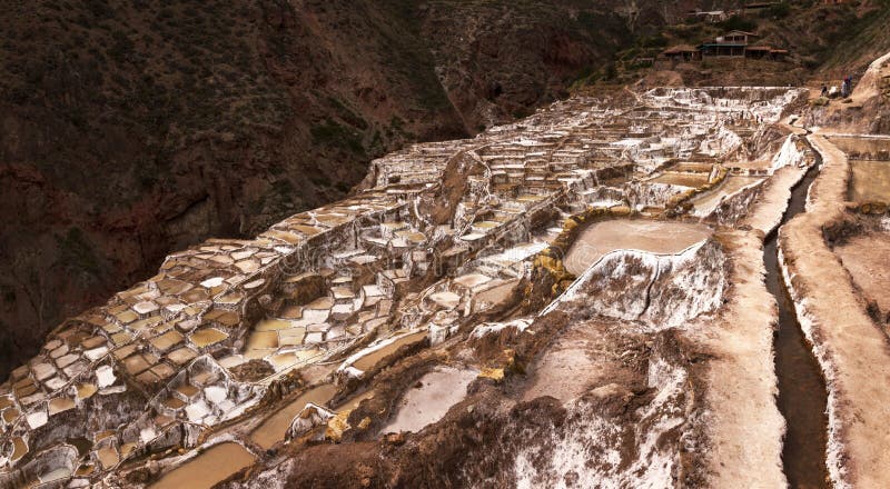 Salinas de Maras, a complex of nearly 3000 salt pans from pre-Inca times, that are filled by hypersaline underground spring. The salt evaporation ponds are situated in the Sacred Valley of the Incas, 40 kilometers north of Cuzco, in the Cuzco Region, in Peru. Salinas de Maras, a complex of nearly 3000 salt pans from pre-Inca times, that are filled by hypersaline underground spring. The salt evaporation ponds are situated in the Sacred Valley of the Incas, 40 kilometers north of Cuzco, in the Cuzco Region, in Peru.