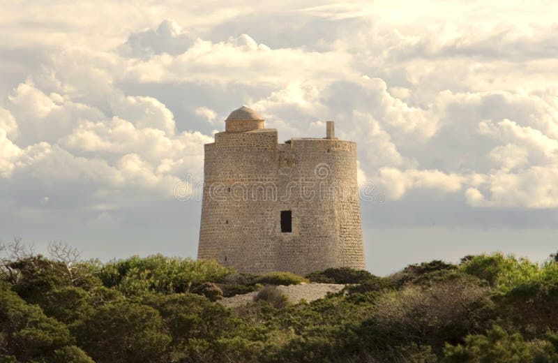 Salinas Tower Ibiza royalty free stock images